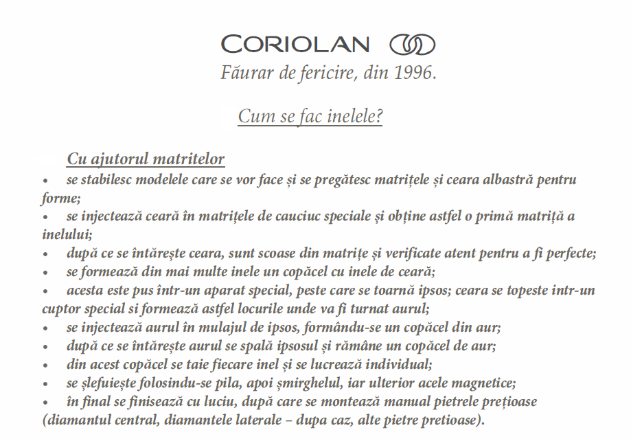 cum se fac inelele la Coriolan